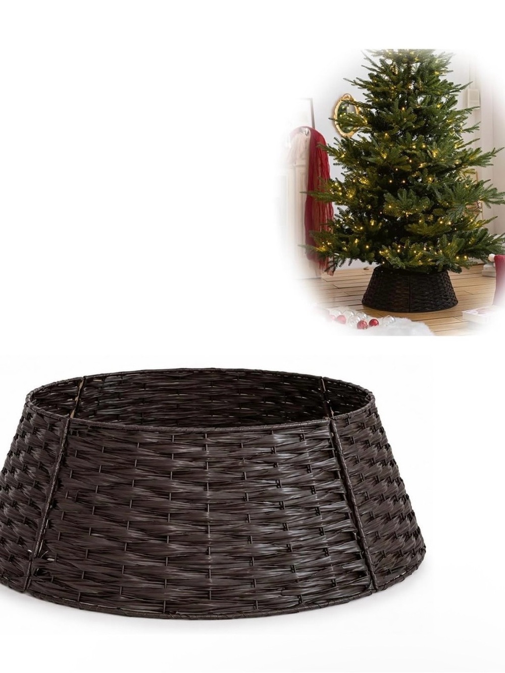 Woven Dark Brown Tree Collar - Home Holiday